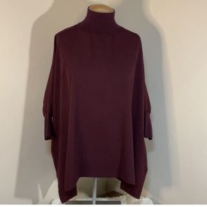 BABATON  Hamish Dolmon Burgundy Oversized High Neck Turtleneck Blouse.